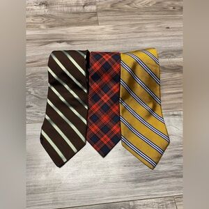 Brooks Brothers Makers Striped Plaid Necktie Lot Of 3 Mens Classic Patterns Silk